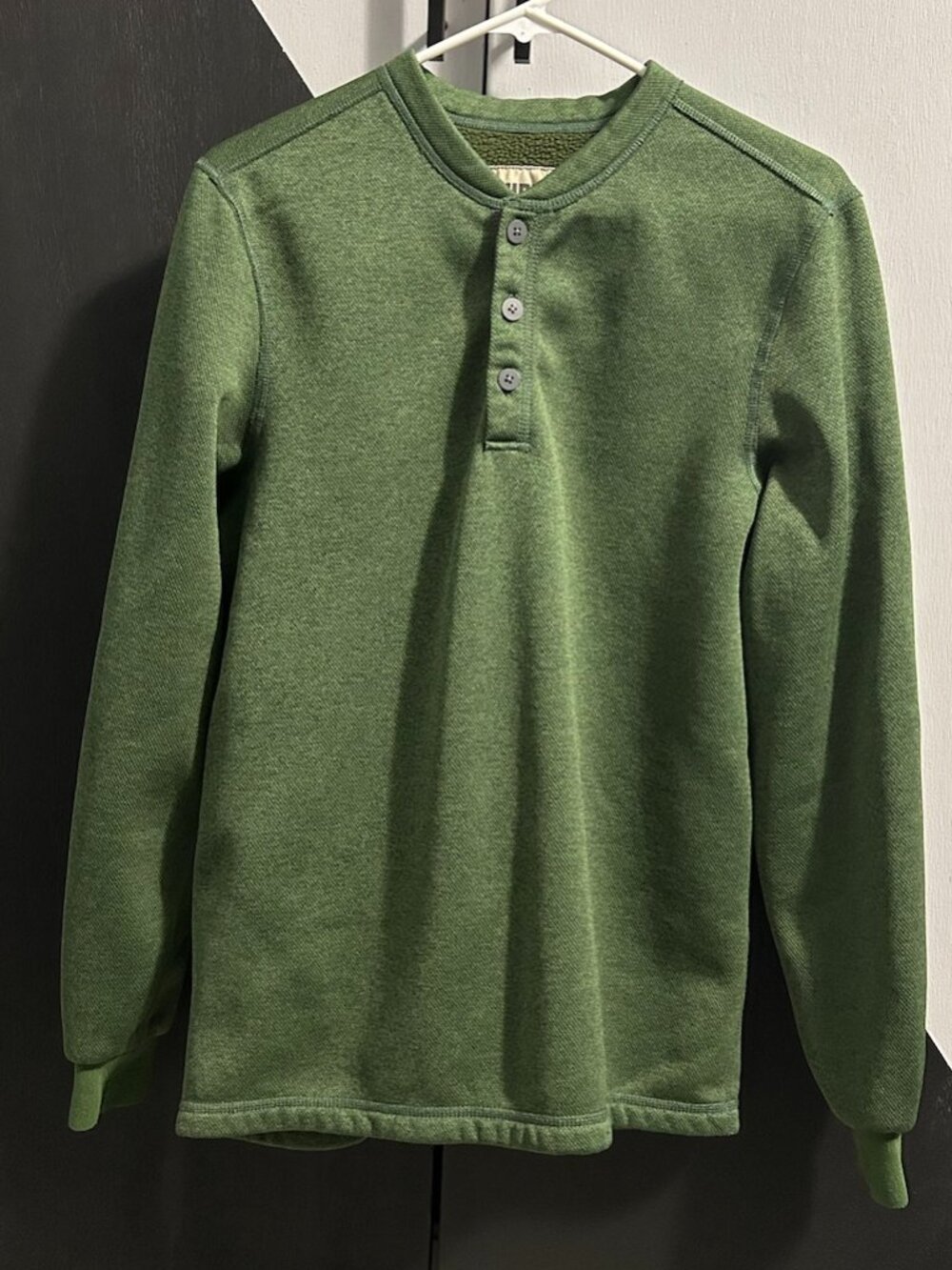 Chubbies LS Waffle Knit Henley Sweatshirt Heathered Greens Men's SMALL